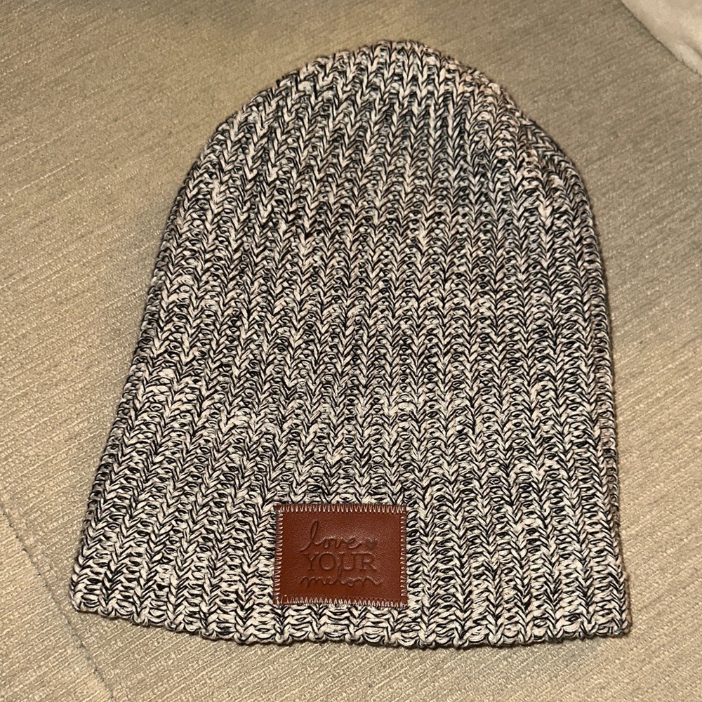 Love Your Melon Black and White Knit Hat